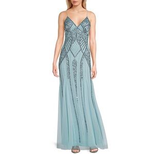 Jump Apparel V-Neck Sleeveless Beaded Long Dress